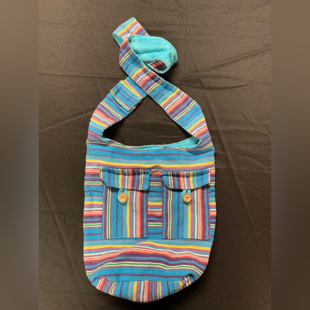 Boho shoulder bag. Colorful.Fabric. - Picture 3 of 8